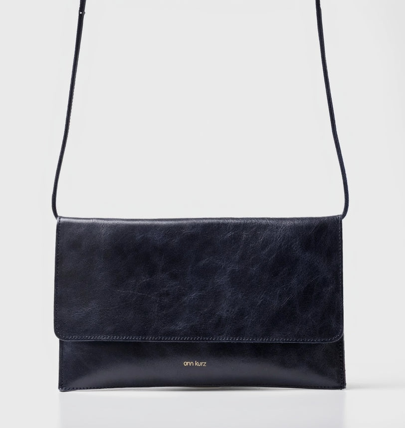 Thin Clutch - Shiny Nappa Navy - ann kurz