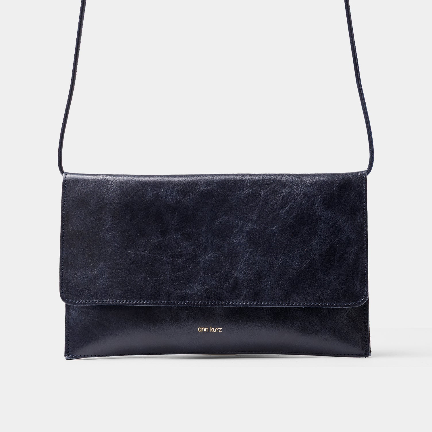 Thin Clutch - Shiny Nappa Navy - ann kurz