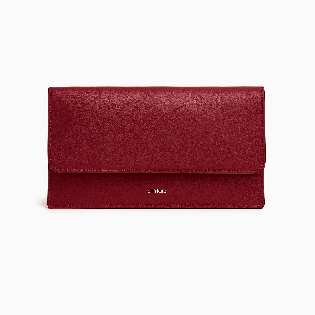 Thin Clutch - Shiny Nappa Wine - ann kurz