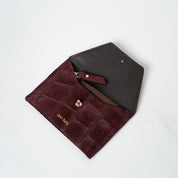 Tiny Envelope - Croco Print Suede Burgundy - ann kurz