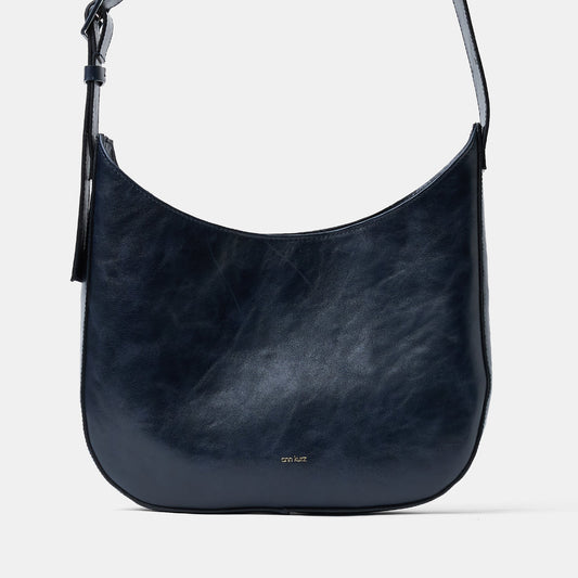 Versatile Hobo - Shiny Leather Navy - ann kurz