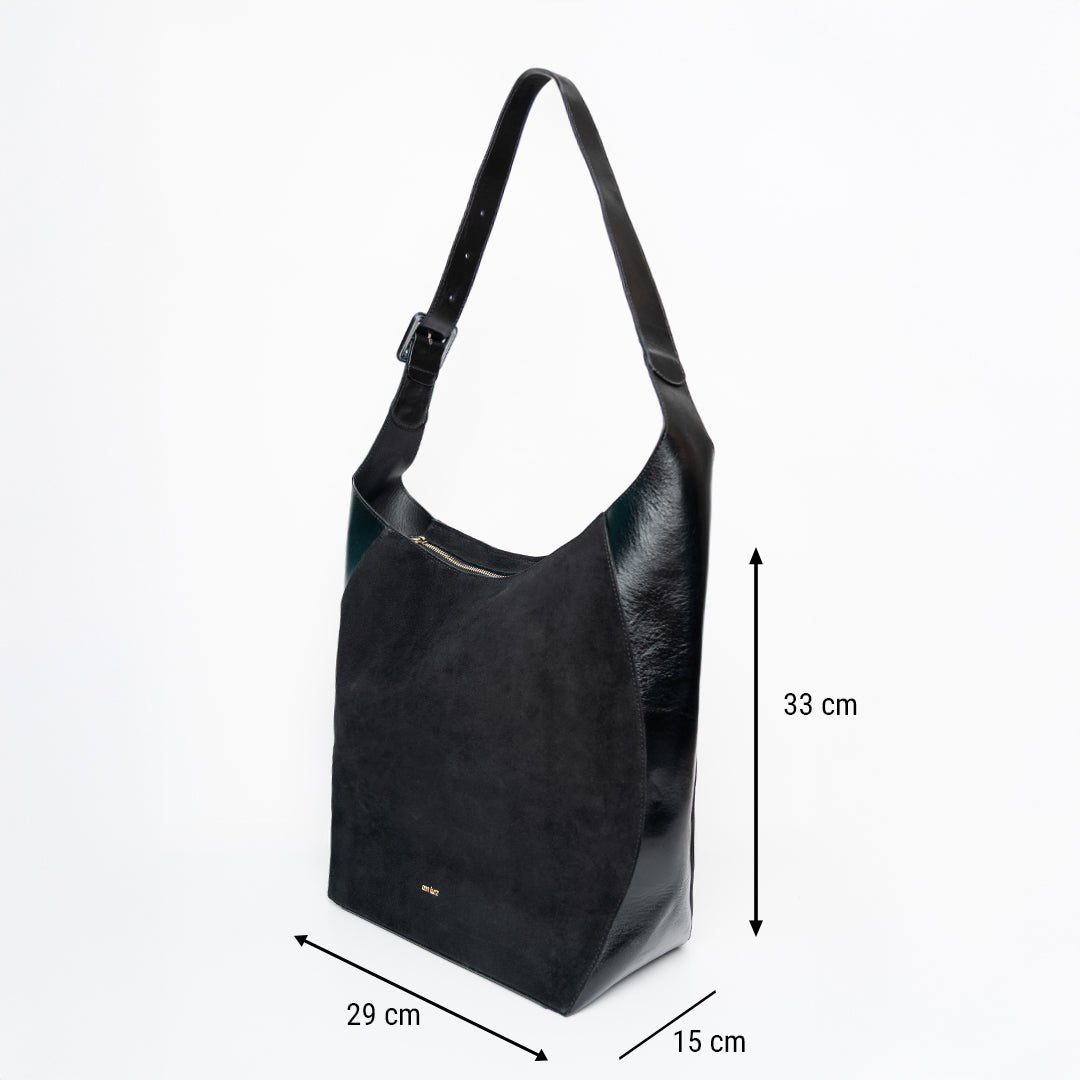 Vertical Shopper - Suede Mix Black - ann kurz