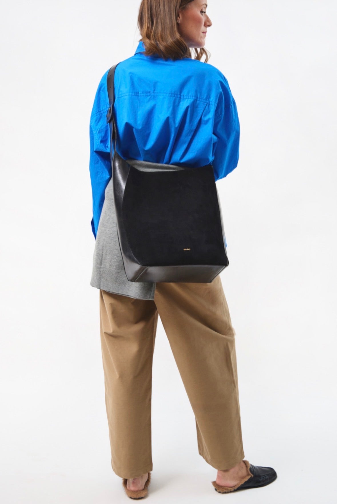 Vertical Shopper - Suede Mix Brown - ann kurz
