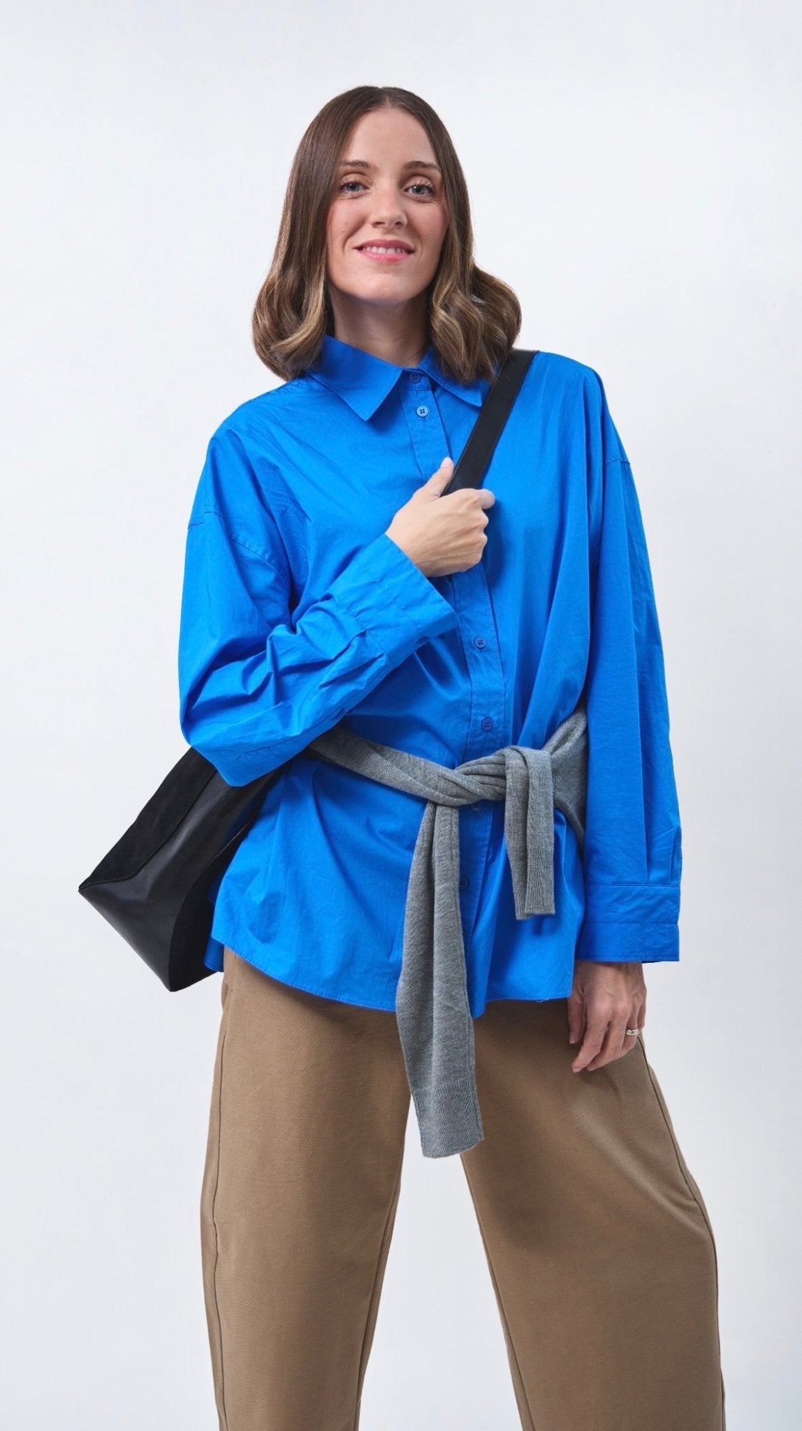 Vertical Shopper - Suede Mix Brown - ann kurz
