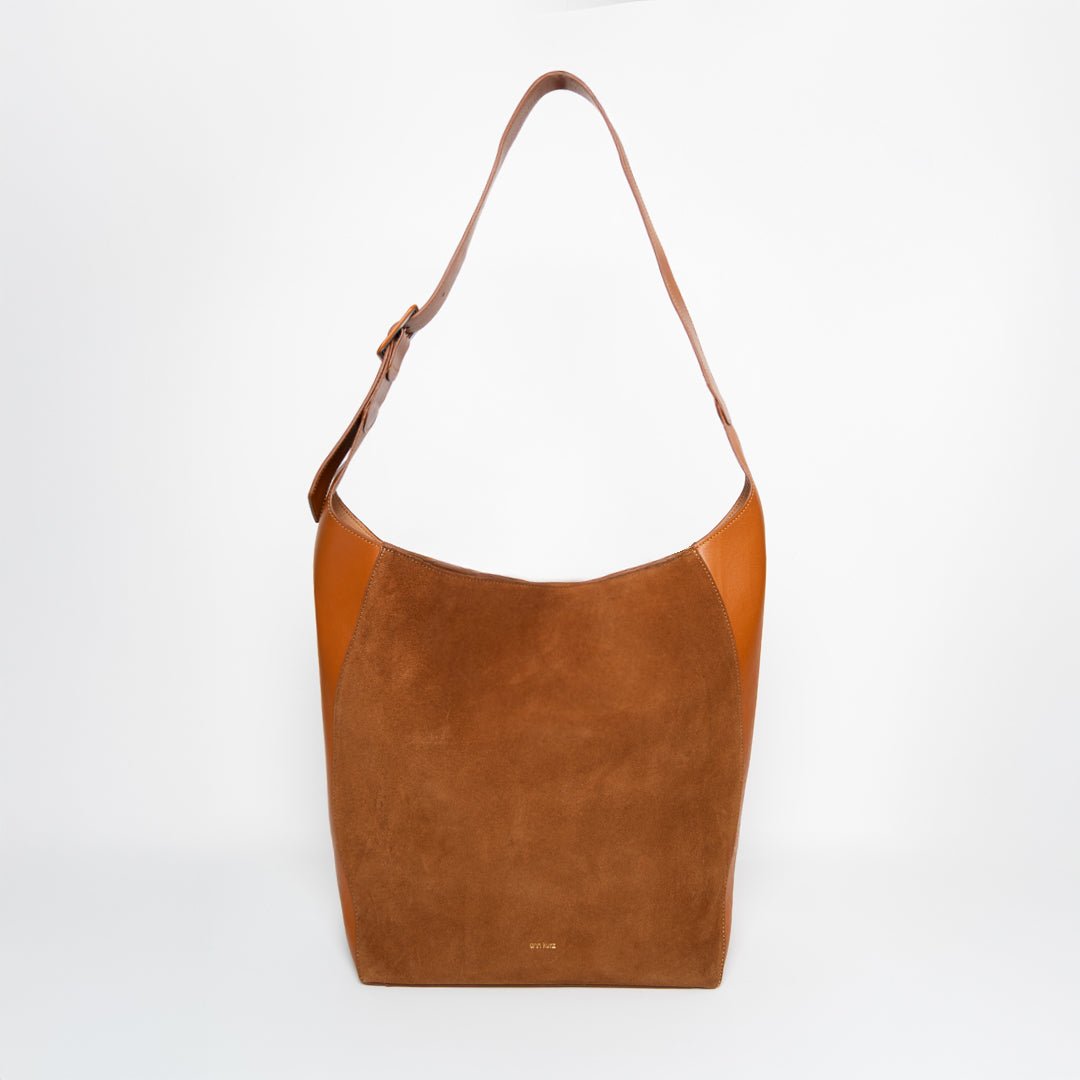 Vertical Shopper - Suede Mix Brown - ann kurz
