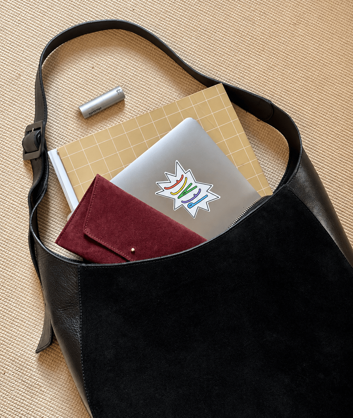 Vertical Shopper - Suede Mix Brown - ann kurz