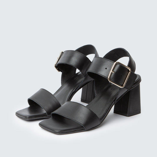 Heel Buckle Shoe | New -Nappa Black- ann kurz